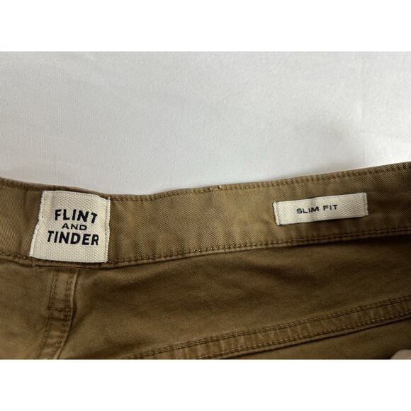 Mens 38 X 34 Flint & Tinder  Pant Slim Fit Cotton Trousers khaki Tan classic - Picture 1 of 9